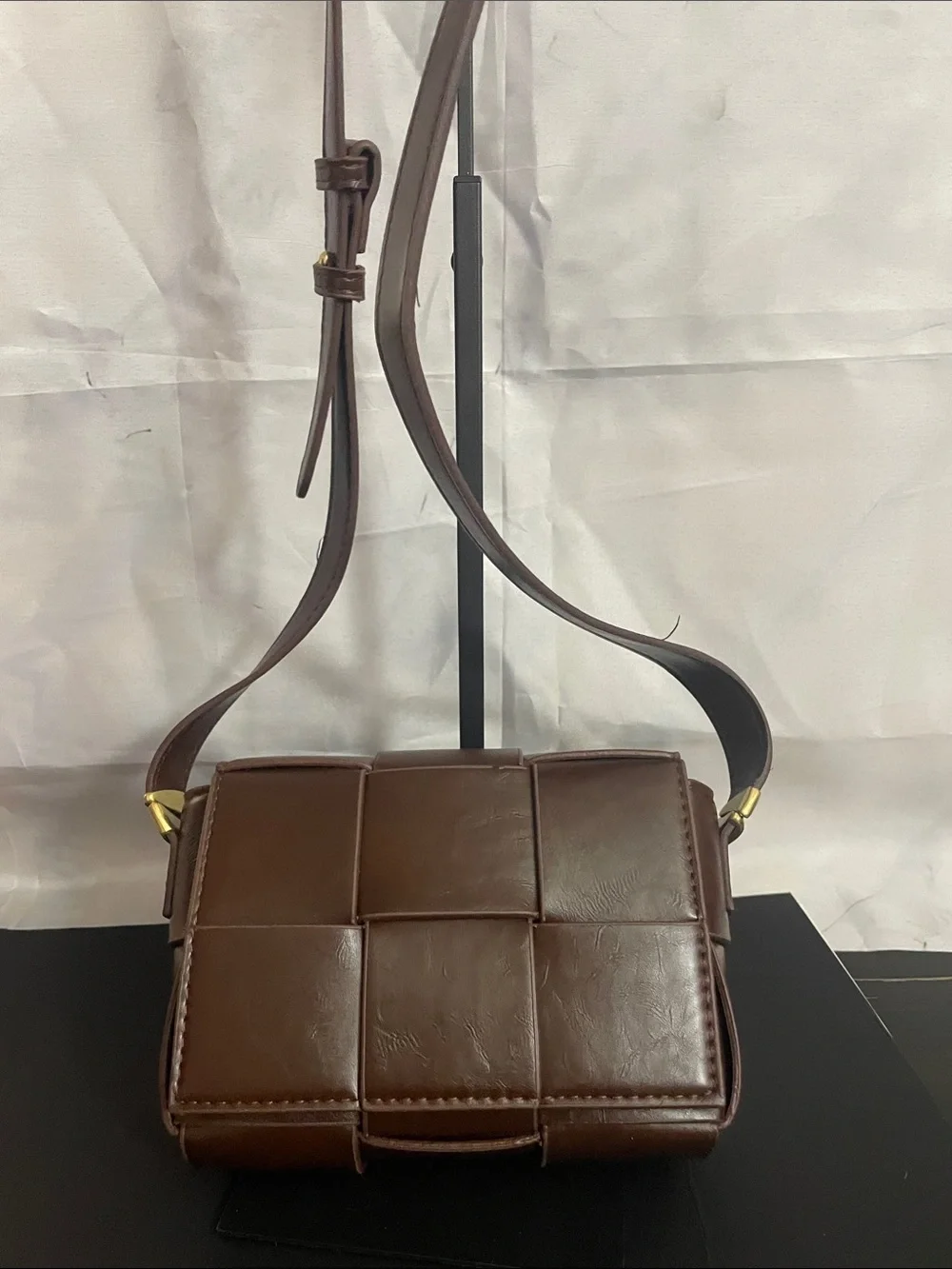 Brown Woven  Crossbody Bag